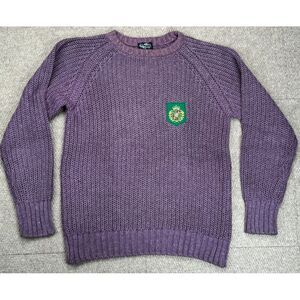 Kenny Rogers Mens Vtg Long Sleeve Cable Knit Sweater With Logo Patch Size Medium